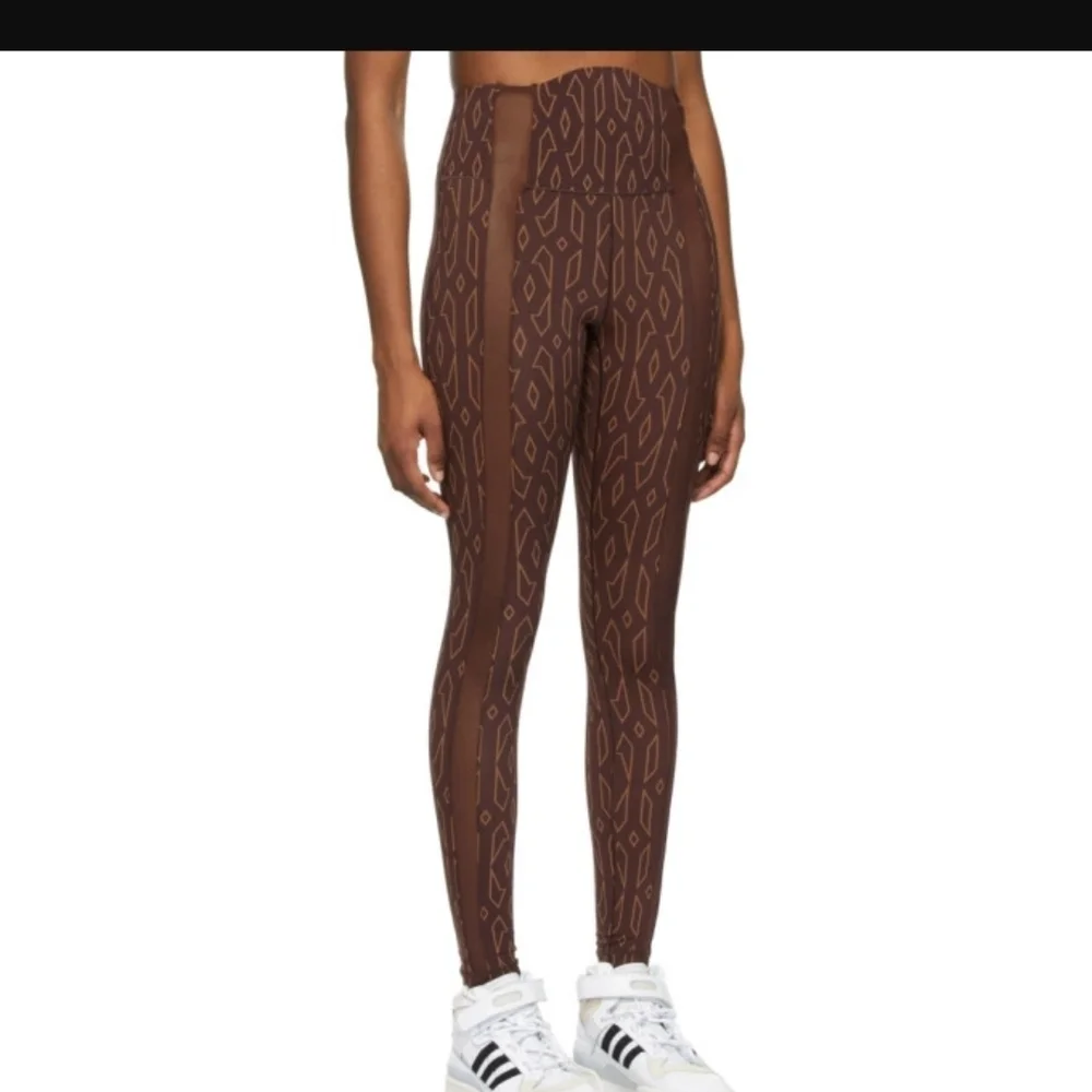 adidas x IVY PARK Burgundy Monogram Sheer Panel Leggings XS - Picture 2 of 9